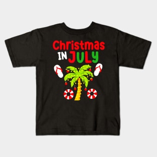 Funny Summer Vacation Christmas In July Flip Flops Kids T-Shirt